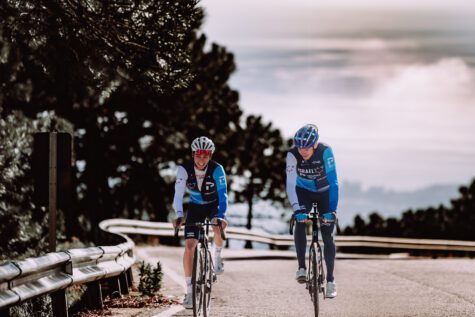 Mason Hollyman and Chris Froome riding together during IPT's Marbella training camp