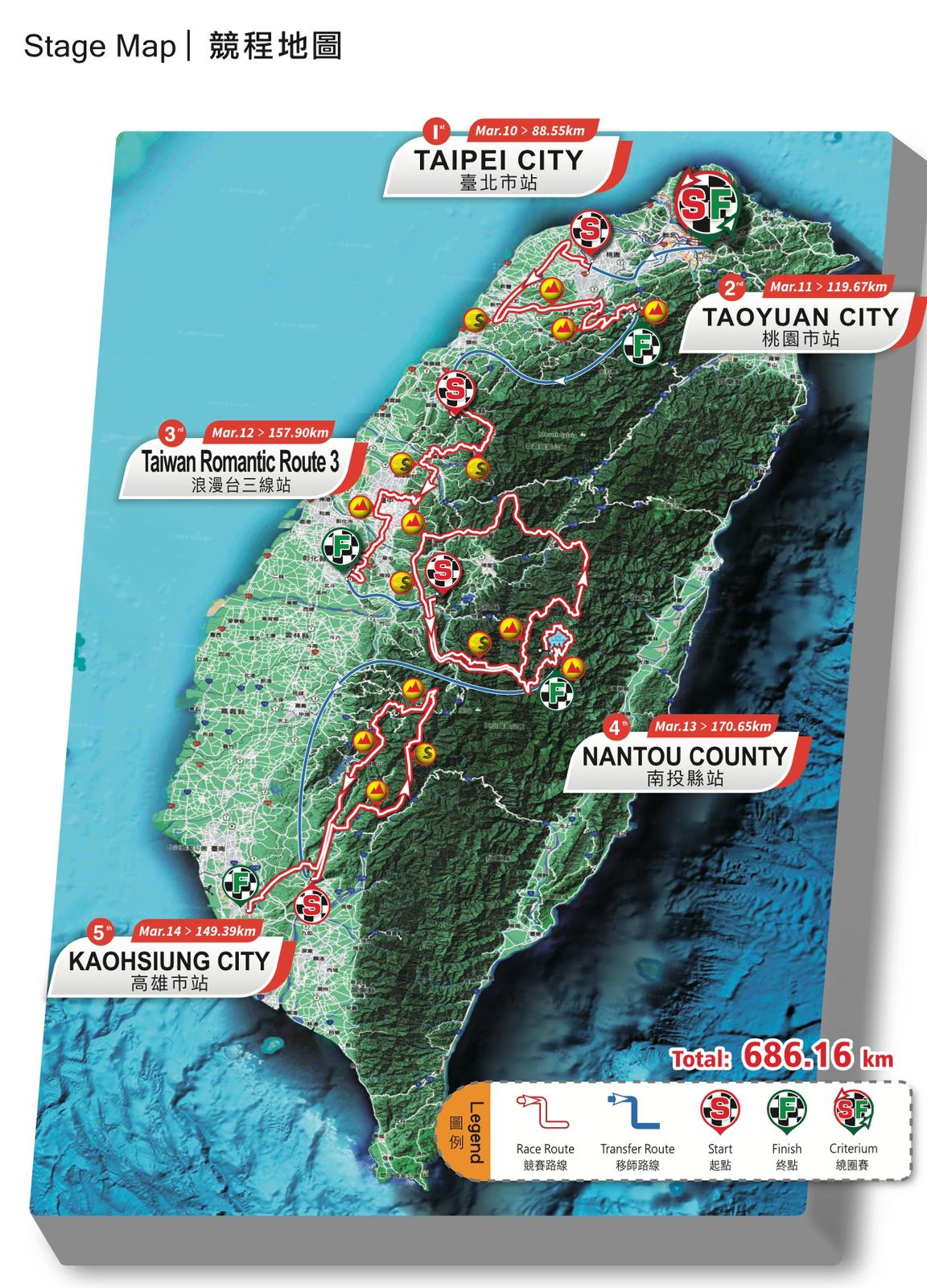 Tour de Taiwan 2024 map